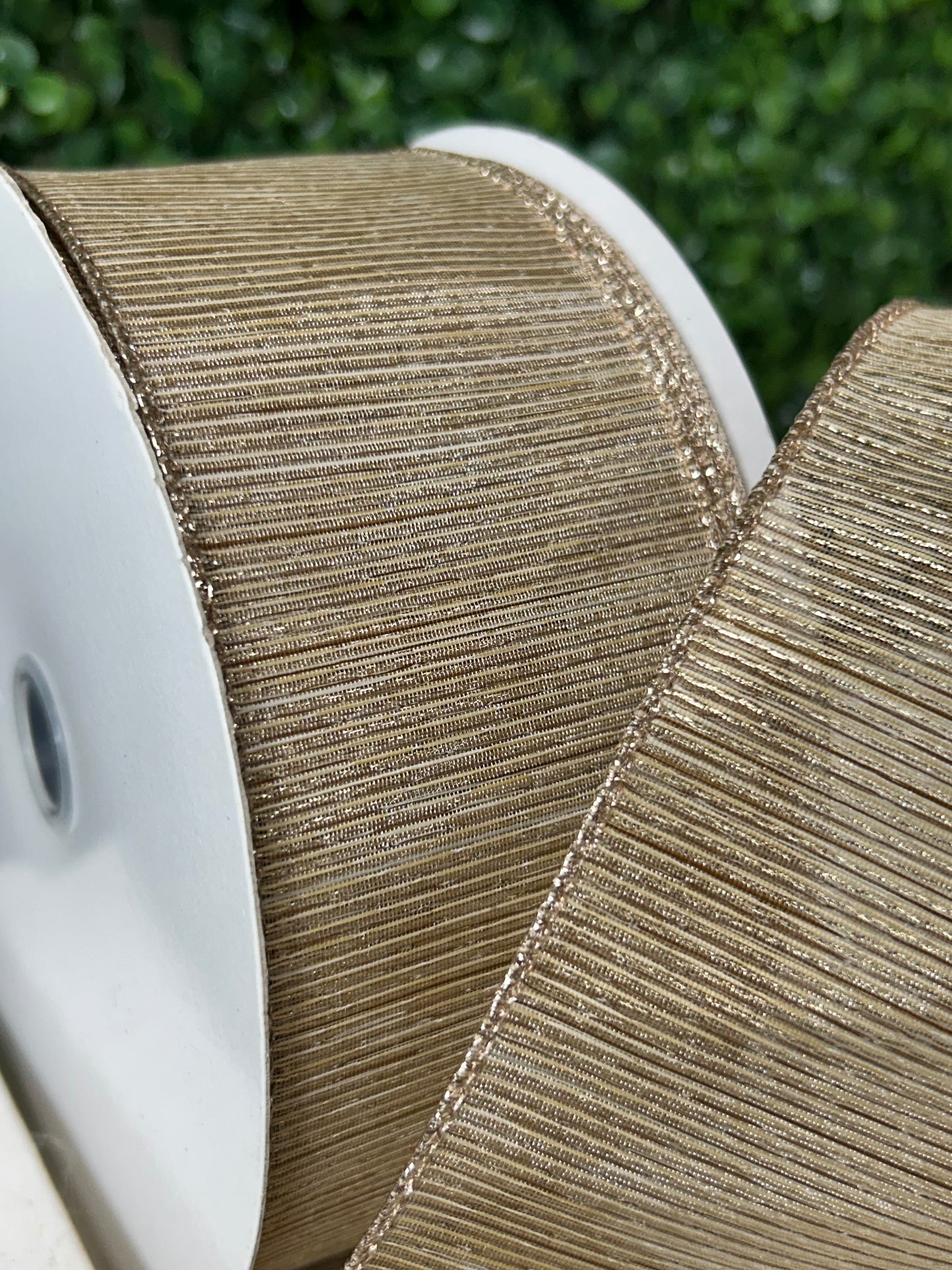 2.5 Inch By 50 Yard Gold Woven Metallic Ribbon