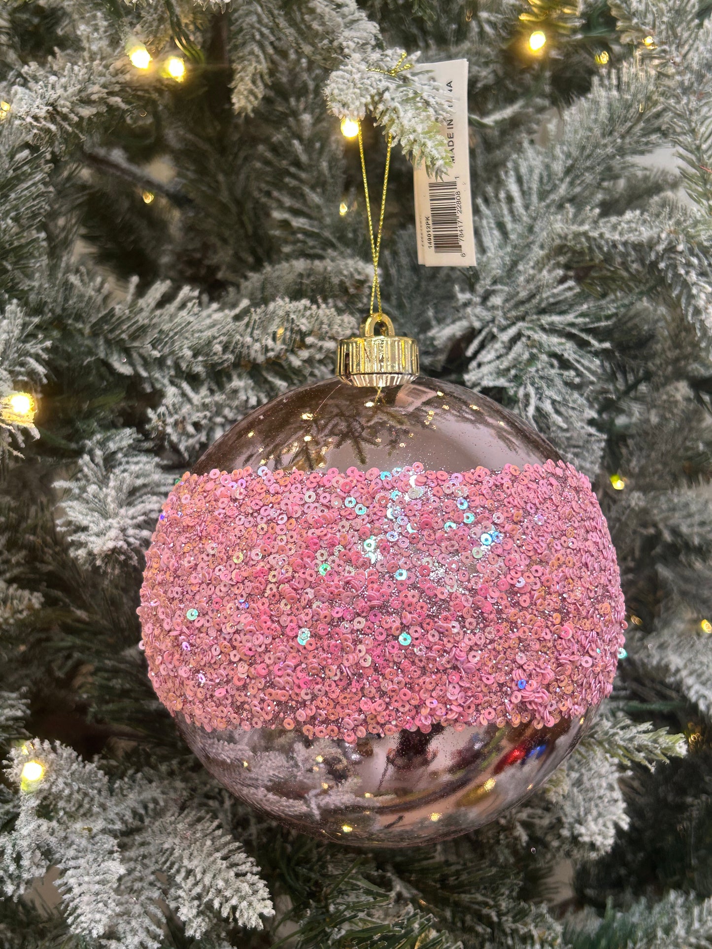 6 Inch Pink Sequin Ball Ornament