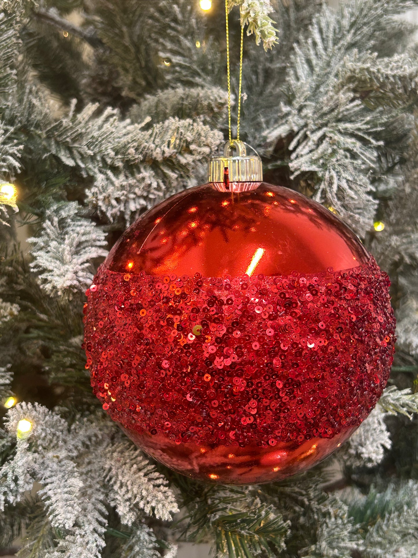 6 Inch Red Sequin Ball Ornament