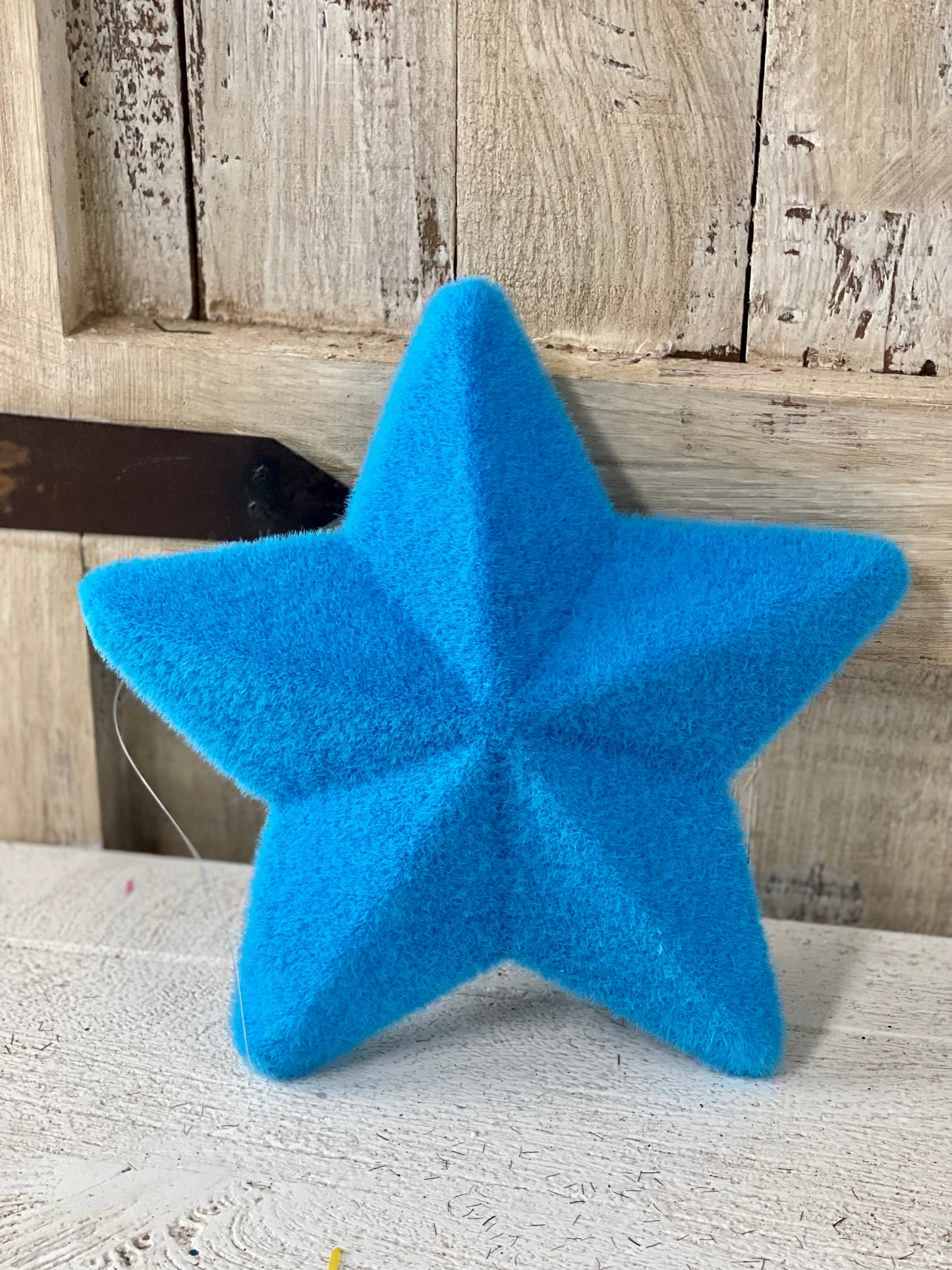 Flocked And Glittered Pointed Star 4 Assorted Colors