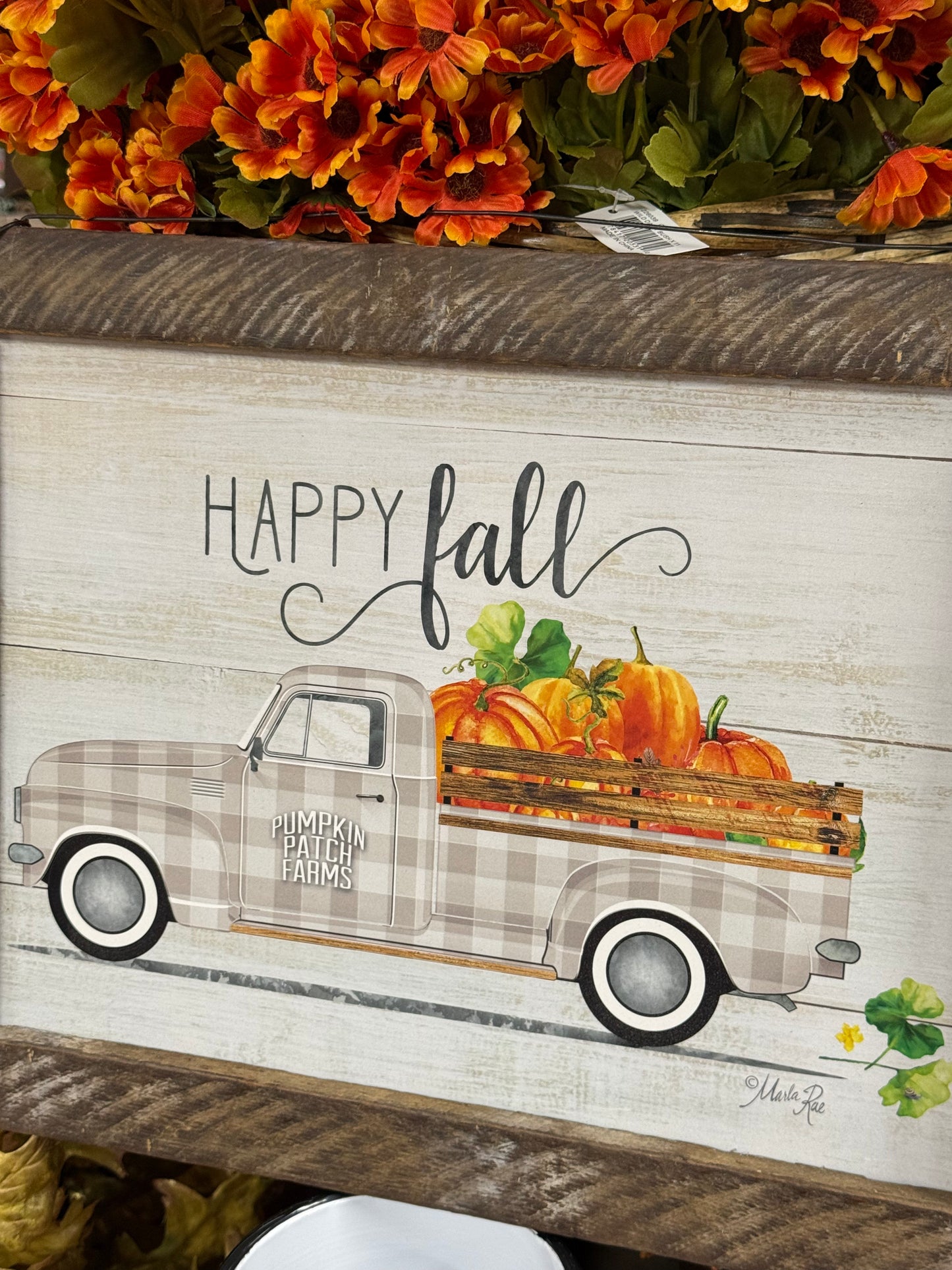 Happy Fall Plaid Truck Wall Art