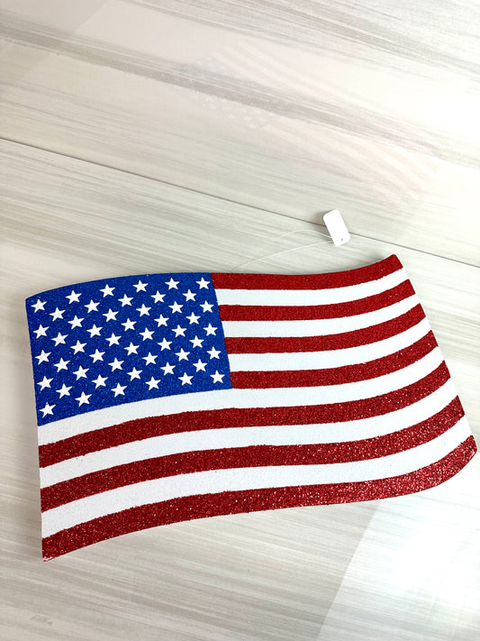 Patriotic Red White And Blue Glittered Eva American Flag