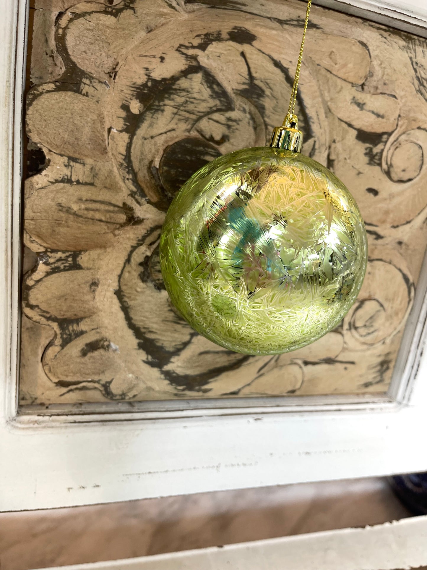 Green Feather Smooth Ball Ornament