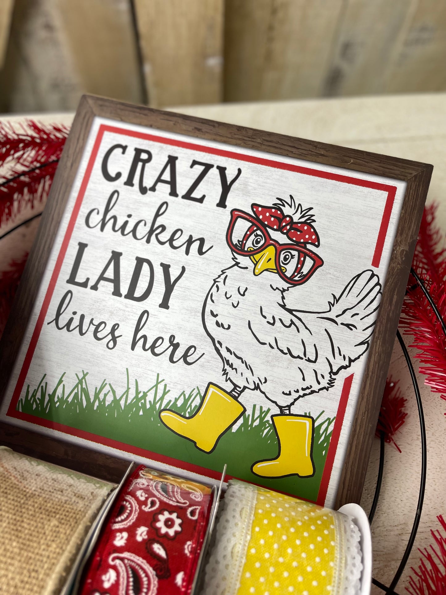 Crazy Chicken Lady Wreath Box