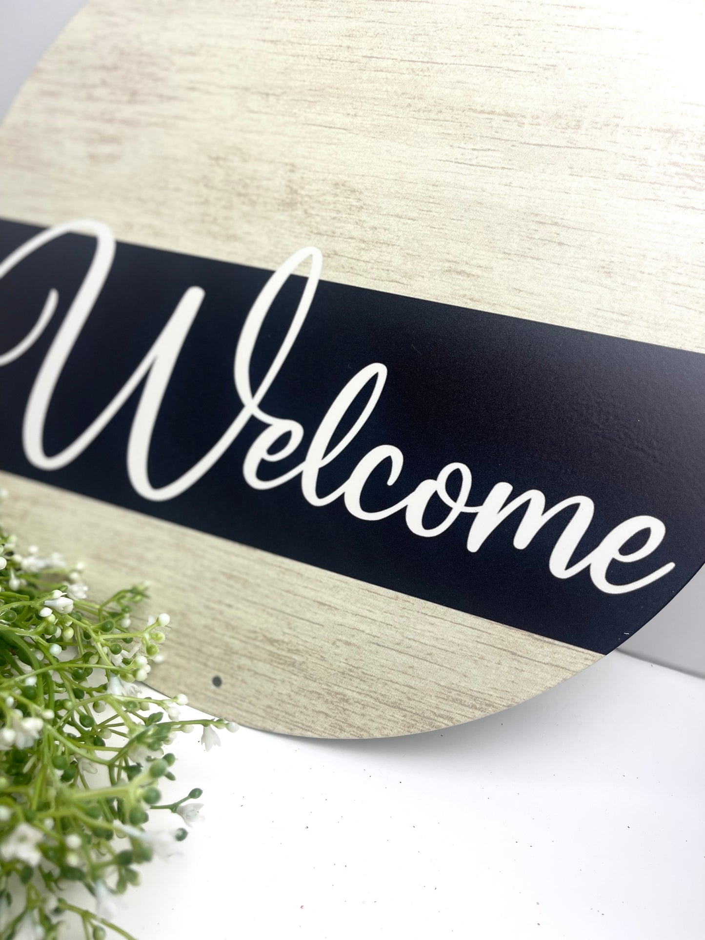 12 Inch Welcome Metal Tan Sign