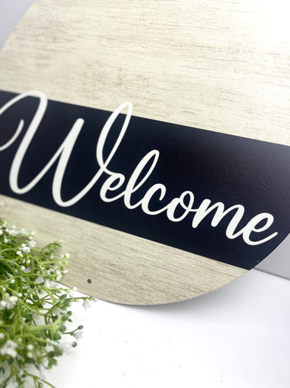12 Inch Welcome Metal Tan Sign
