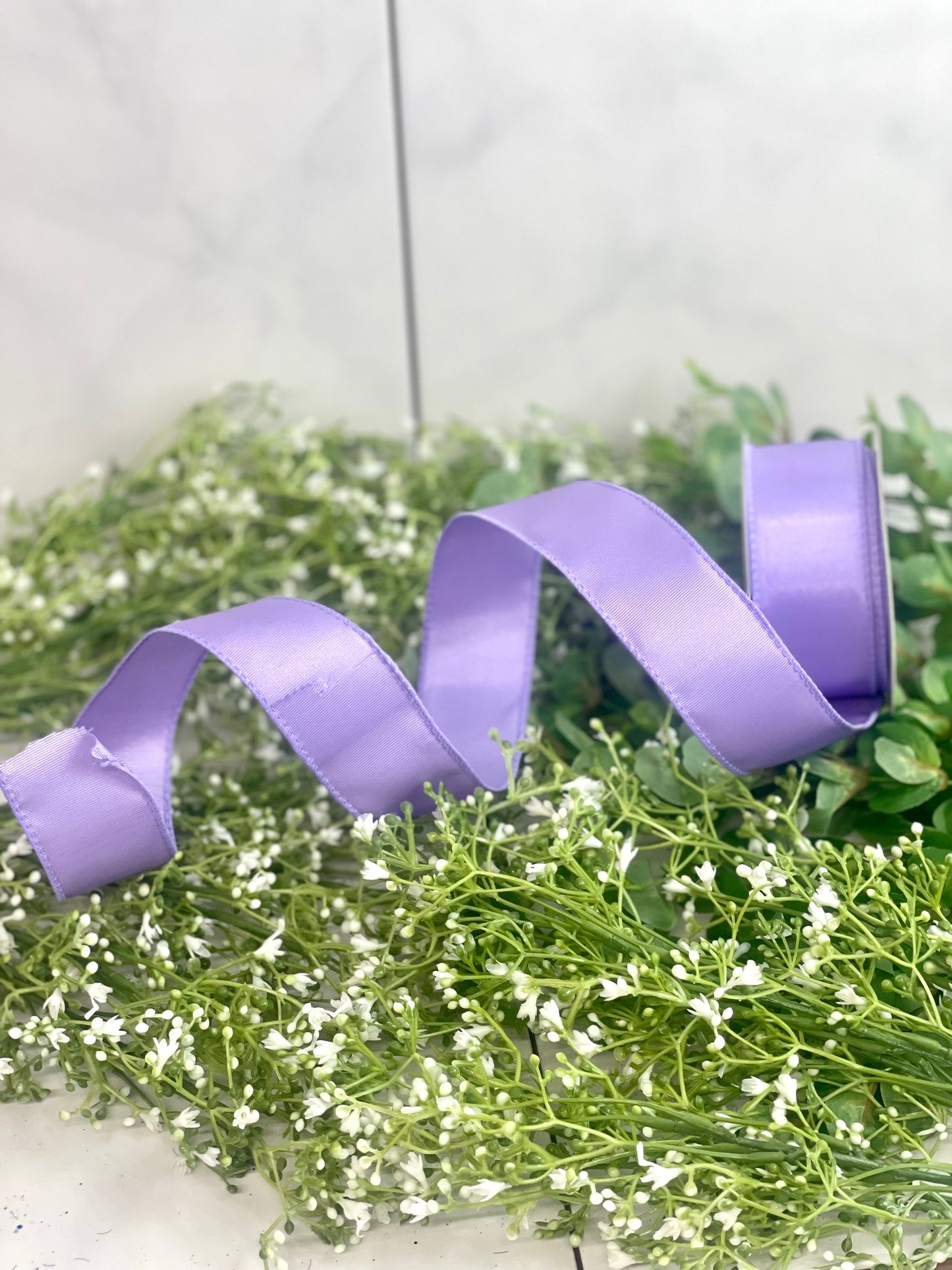 1.5 Inch Lavender  Ribbed Satin Ribbon