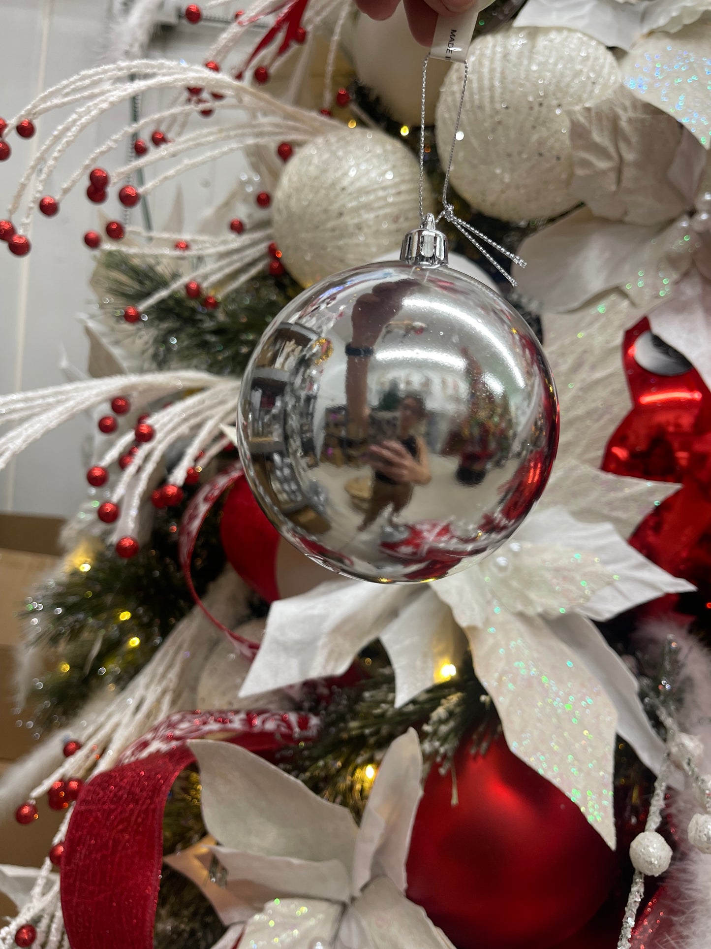 Silver 4 Inch Shiny Ball Ornament