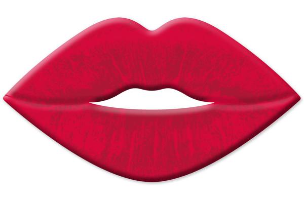 12 Inch Red Metal Embossed Lips Sign