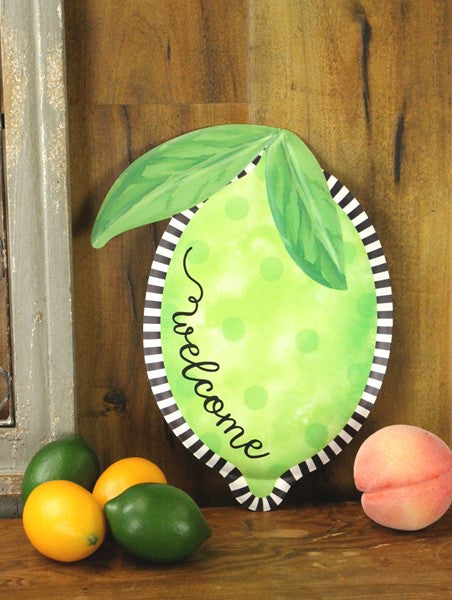 12 Inch Lime Green Welcome Metal Lime Sign