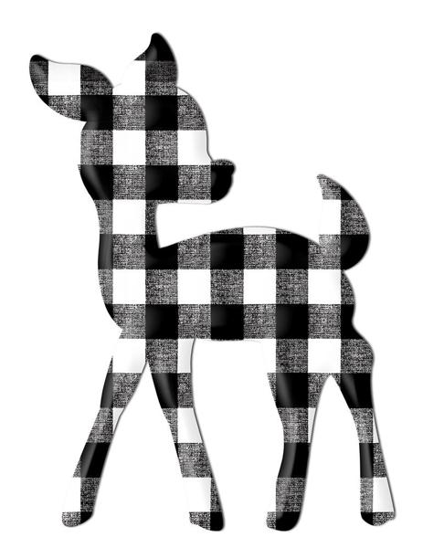 9.5 Inch Black And White Checked Metal Deer