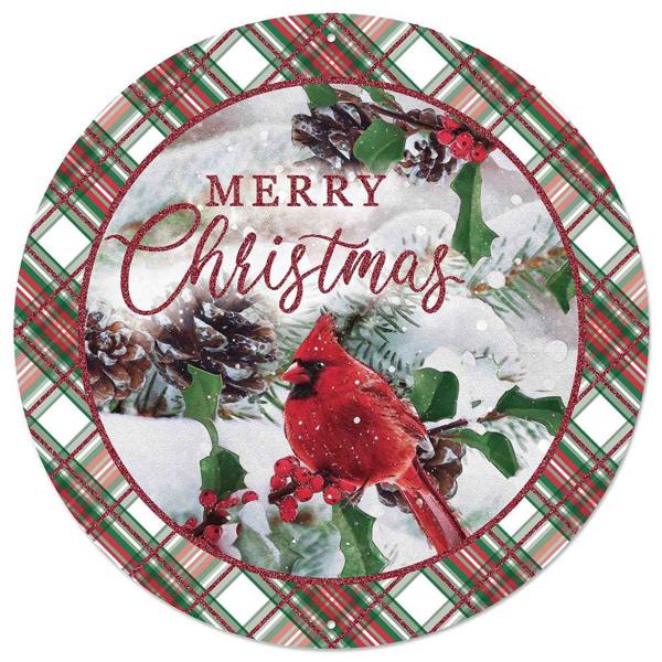 Merry Christmas Cardinal Metal Sign