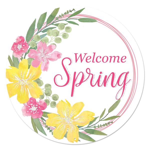 12 Inch Welcome Spring Glitter Metal Sign