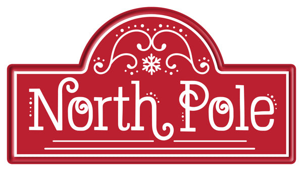 15 Inch Red And White North Pole Street Metal Sign