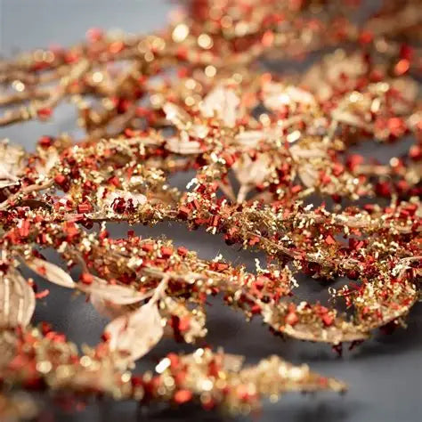 43 Inch Red And Gold Glitter Swag