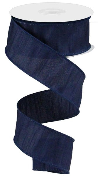 1.5 Inch By 10 Yard Navy Blue Faux Dupioni Ribbon