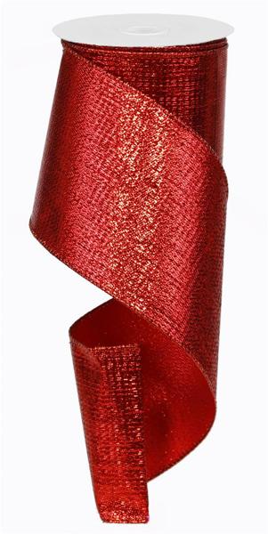 4 Inch By 10 Yard Red Metallic Ribbon