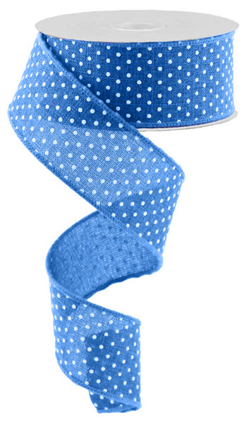 1.5 Inch By 10 Yard Royal Blue And White Raised Polka Dots Ribbon