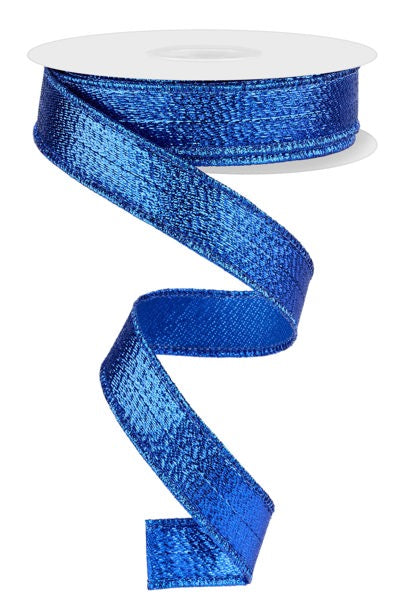 7/8 Inch By 10 Yard Royal Blue Metallic Ribbon