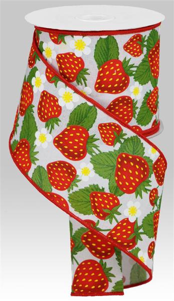 4 Inch By 10 Yard Strawberries Ribbon
