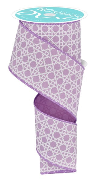 2.5 Inch By 10 Yard Lavender And White Basket Weave Ribbon
