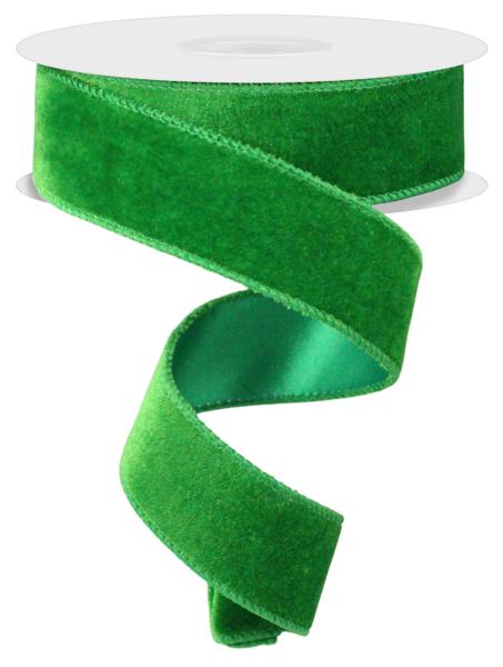 1.5 Inch By 10 Yard Emerald Green Velvet Ribbon With Satin Backing