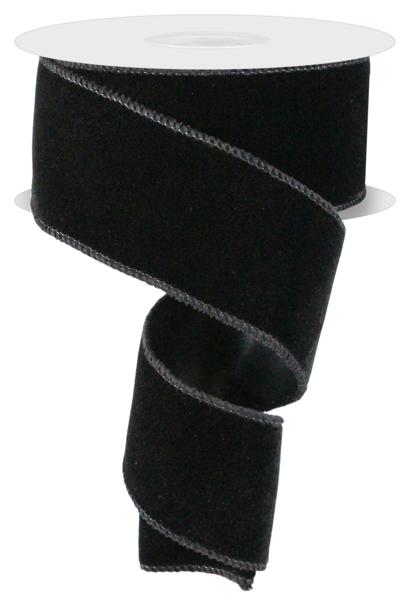 2.5 Inch By 10 Yard Black Velvet Ribbon With Satin Backing