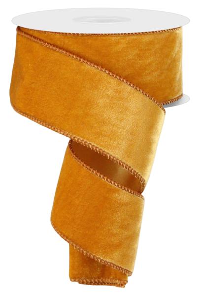 2.5 Inch By 10 Yard Antique Gold Velvet Ribbon With Satin Backing