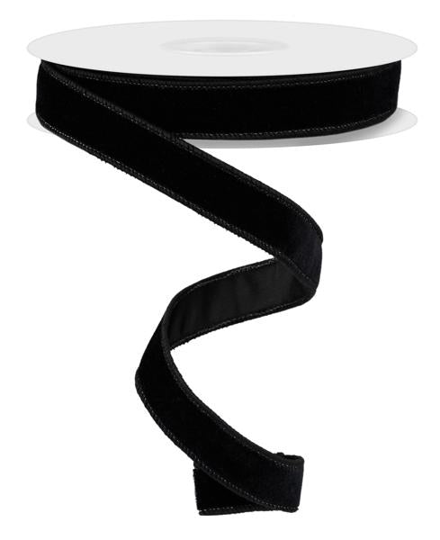 7/8 Inch By 10 Yard Black Velvet Ribbon With Satin Backing