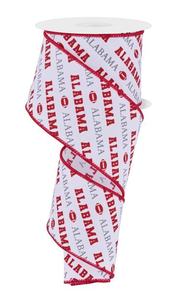 2.5 Inch By 10 Yard Alabama Football Diagonal Pattern Ribbon