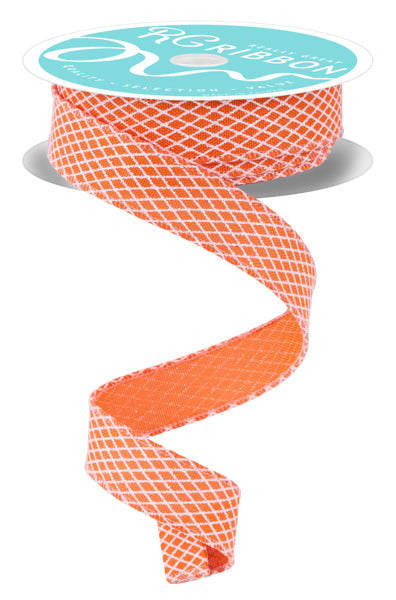 7/8 Inch By 10 Yard Orange And White Harlequin Ribbon
