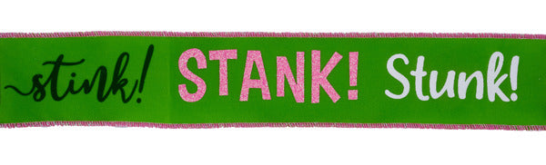 2.5 Inch By 10 Yard Pink And Lime Green Stink Stank Stunk Ribbon