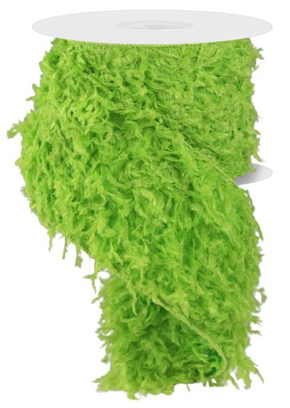 4 Inch By 10 Yard Monster Lime Green Furry Ribbon