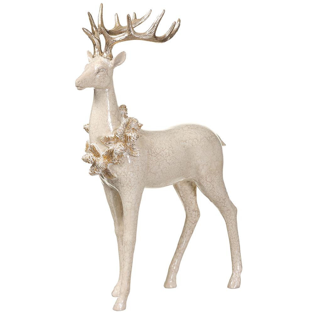 19 Inch Cream And Gold Reindeer