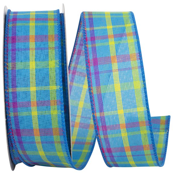 1.5 Inch By 10 Yard Blue Breezeway Plaid Ribbon
