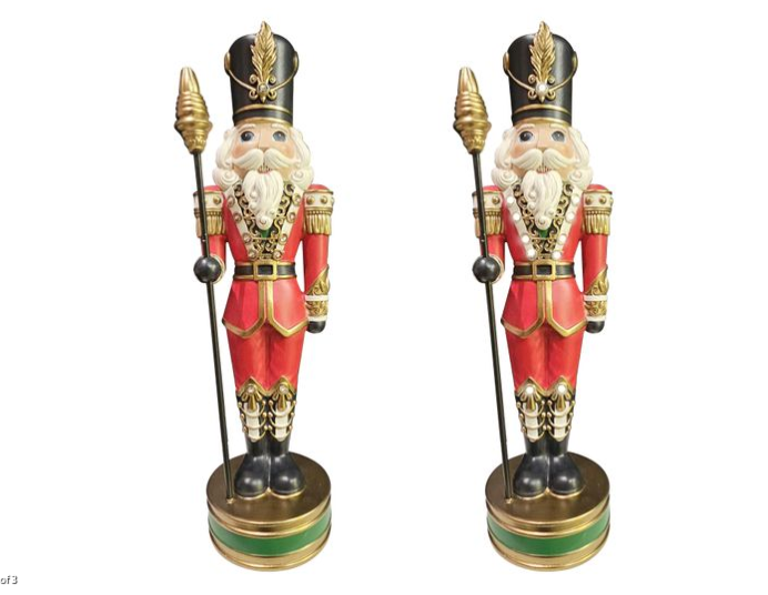 16 Inch Red Jacket Hand Painted Resin Nutcracker