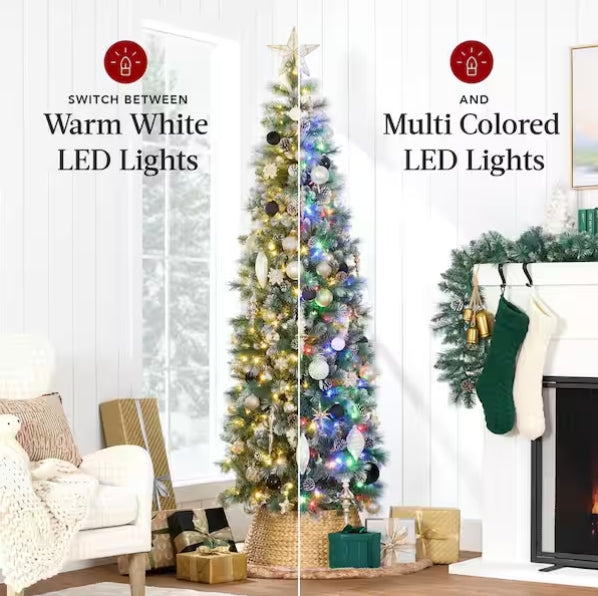 Best Choice Products 12 ft. Frosted Green Scotch Pine Pre-Lit Pencil Artificial Christmas Tree Open Box