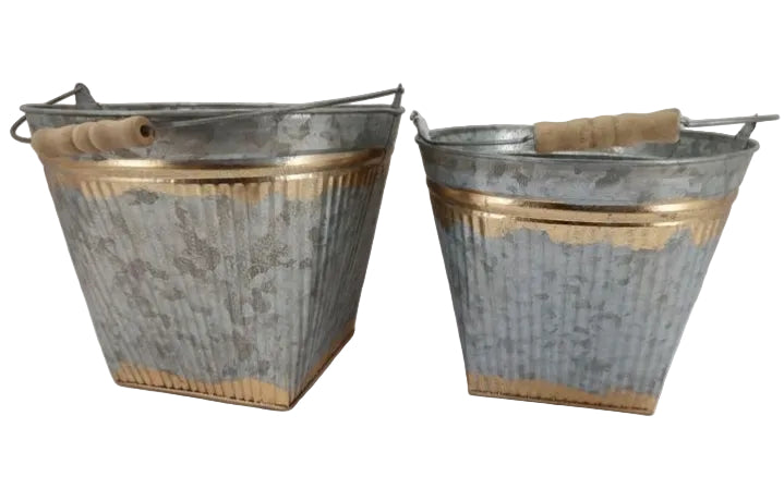6 Inch And 5 Inch Metal Bucket Set
