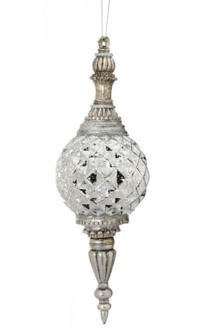 18 Inch Silver Glitter Mercury Finial Ornament