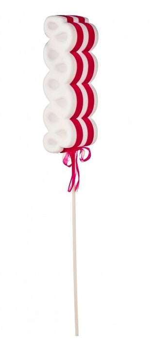 38 Inch Red And White Styrofoam Flocked With Velvet Ribbon Candy Stem