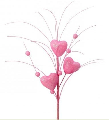 13 Inch Pink Glitter Heart Spray