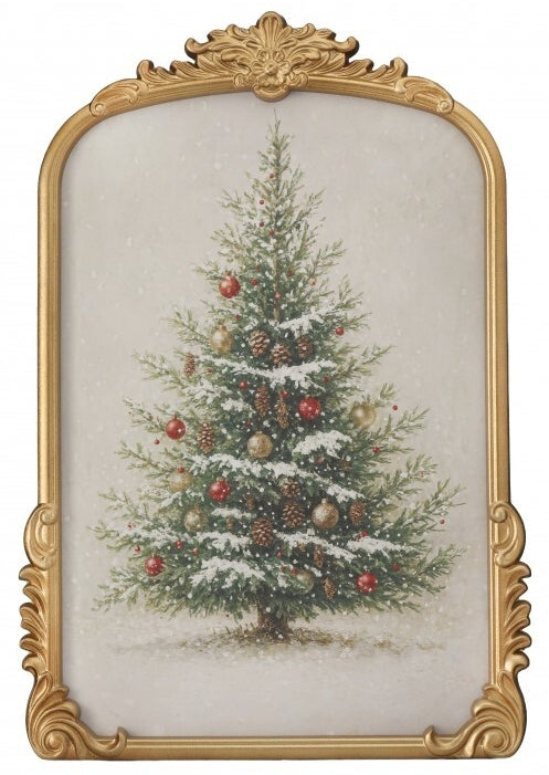 18.5 Inch By 27 Inch Gilded Frame Christmas Tree Art