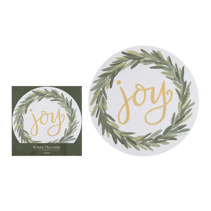 Set Of 12 Joy Holiday Placemats