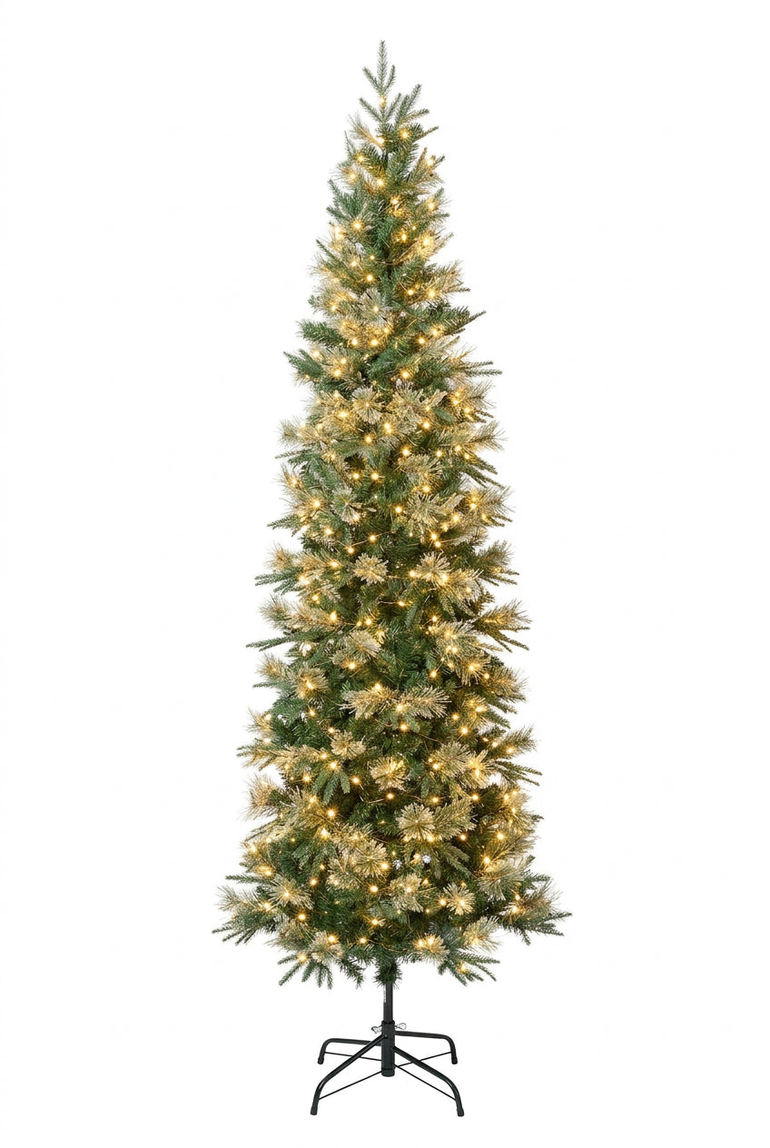 7.5 Foot Slim Virginia With Pre-Lit High Voltage White LED Lights Tree Open Box