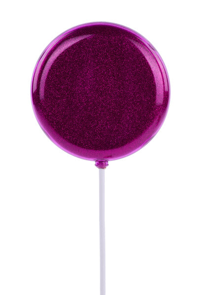 5 Inch Hot Pink Glitter Lollipop With Stick