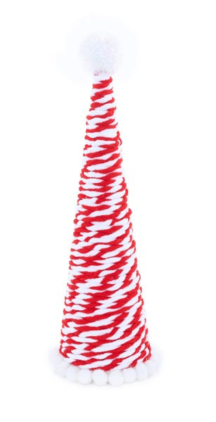 19 Inch Red And White Yarn Cone Tree