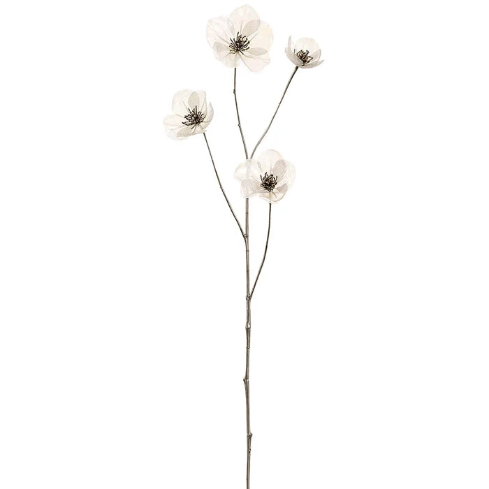 34 Inch White Iridescent Helleborus Spray