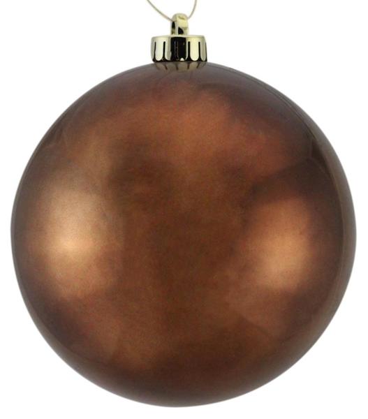 6 Inch Shiny Chocolate Brown Smooth Ball Ornament