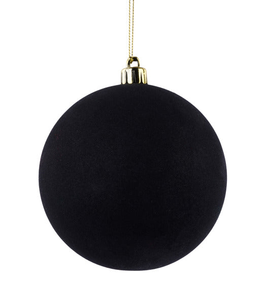 4 Inch Black Smooth Flocked Ball Ornament
