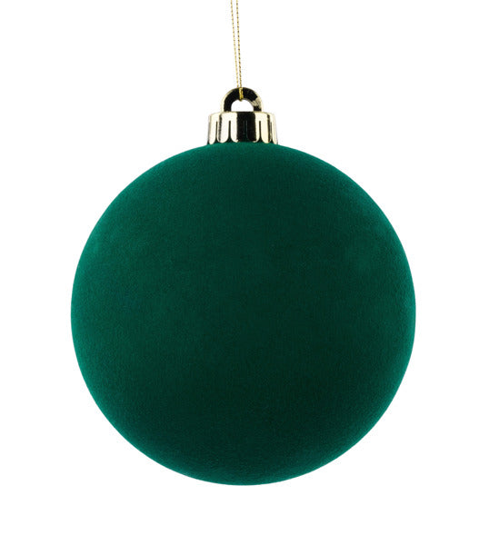 5 Inch Hunter Green Smooth Flocked Ball Ornament